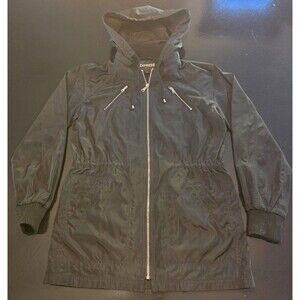 Express Hooded Anorak Parka Jacket Womens XS Black Cinched Waist Shacket Cute